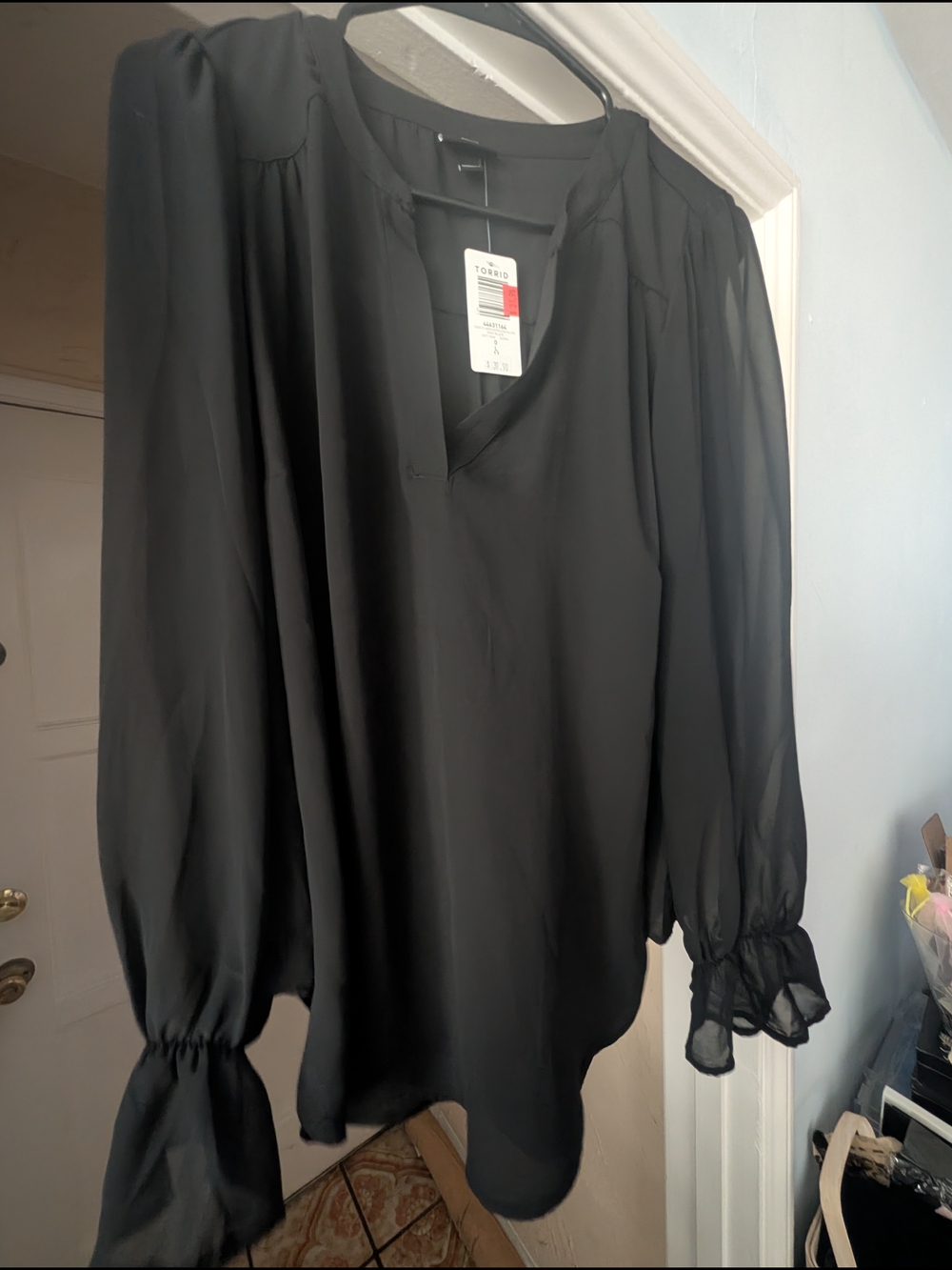 Torrid Black V-Neck Long Sleeve Blouse